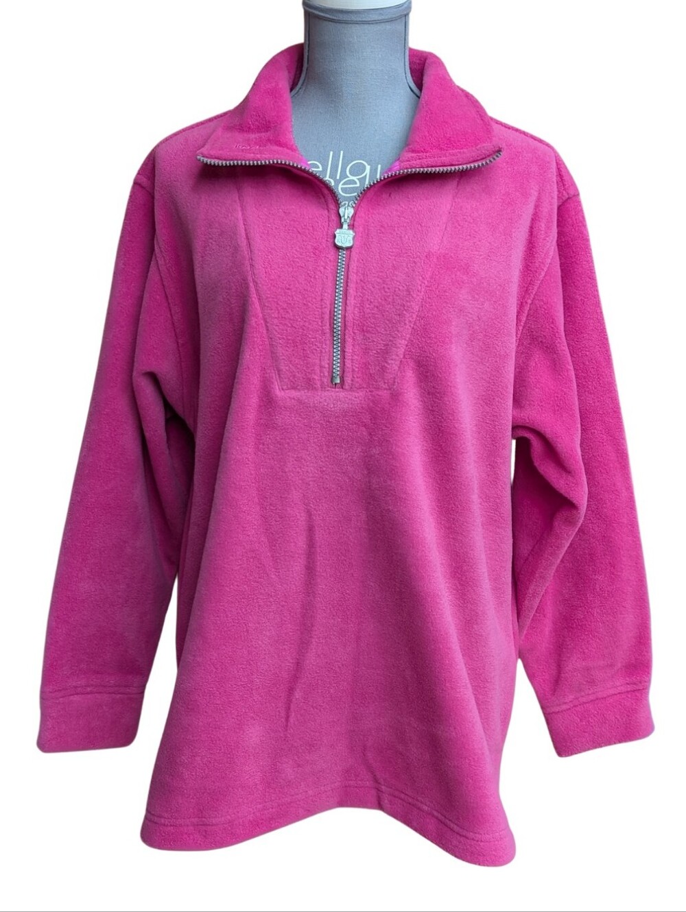 Vintage Kaelin Ski Neon Hot Pink Fleece Quarter Zip Pullover Jacket 90s Apres L